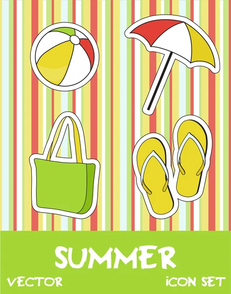 Pretty funny summer (beach) icon set — Stockfoto