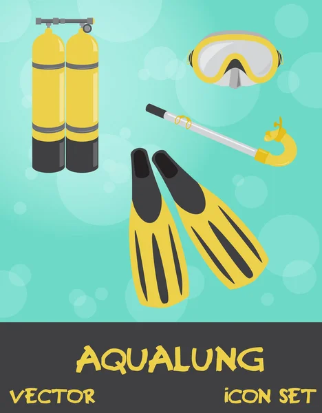 Icon set of summer underwater (scuba) devices — Stok fotoğraf