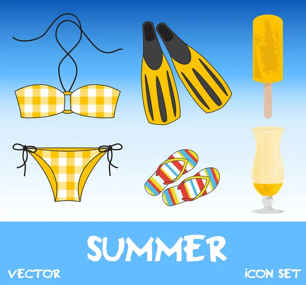 Set of pretty colorful summer icons — 스톡 사진