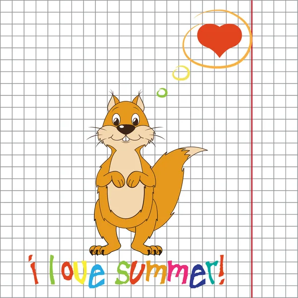 Pretty summer background with squirrel — Stok fotoğraf