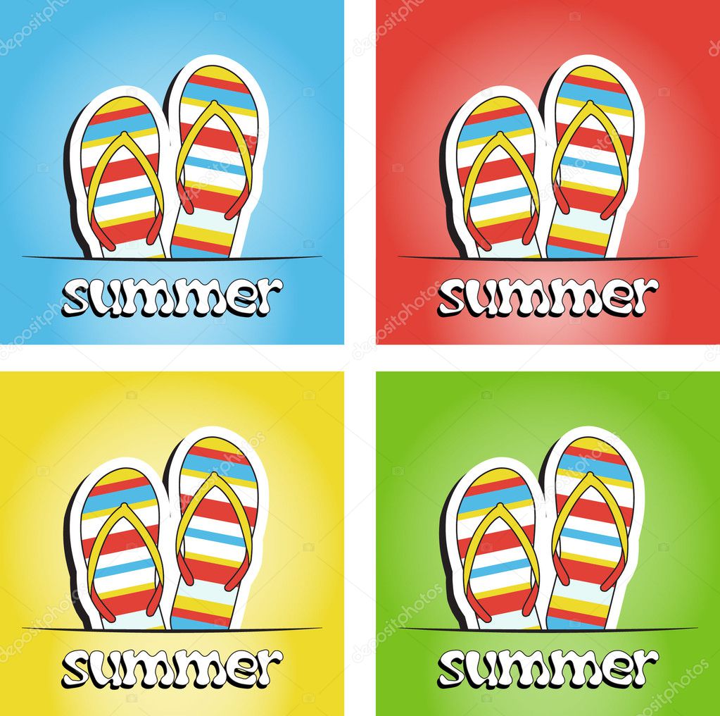 Set of pretty summer background with slippers
