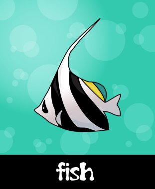  summer background with fish (Moorish idol)