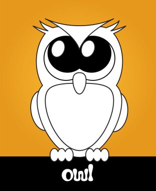 Very cute cartoon owl with big eyes
