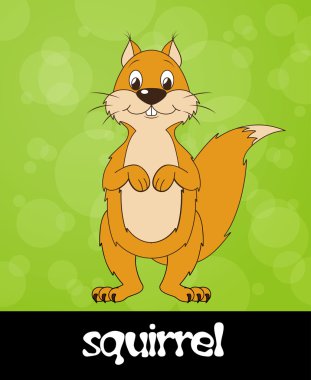Smiling cartoon squirrel illustration.
