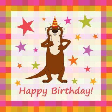 Happy birthday funny greeting card illustration