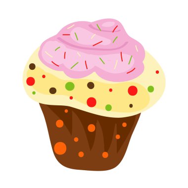 Cartoon festive cup cake illustration