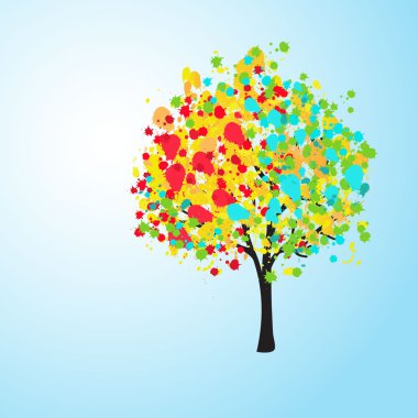 Pretty colorful abstract background with a tree