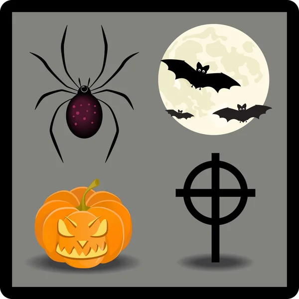 Set von Halloween-App-Symbolen mit gruseligen Kürbissen und Fledermäusen — Stockfoto