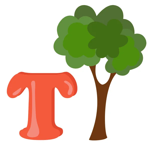 Alphabet for kids, letter t illustration — Stok fotoğraf