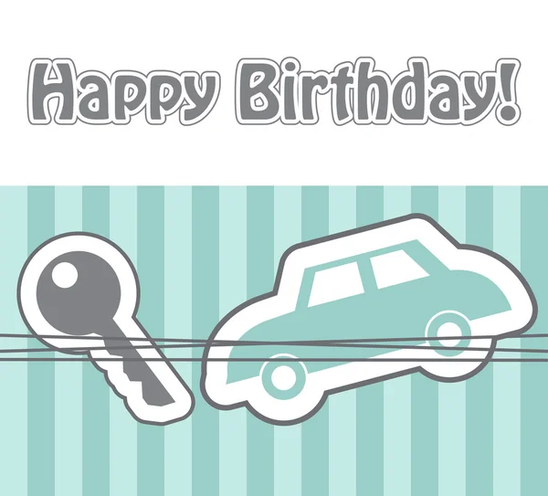 Happy birthday cute greeting card illustration — Stock Photo, Image