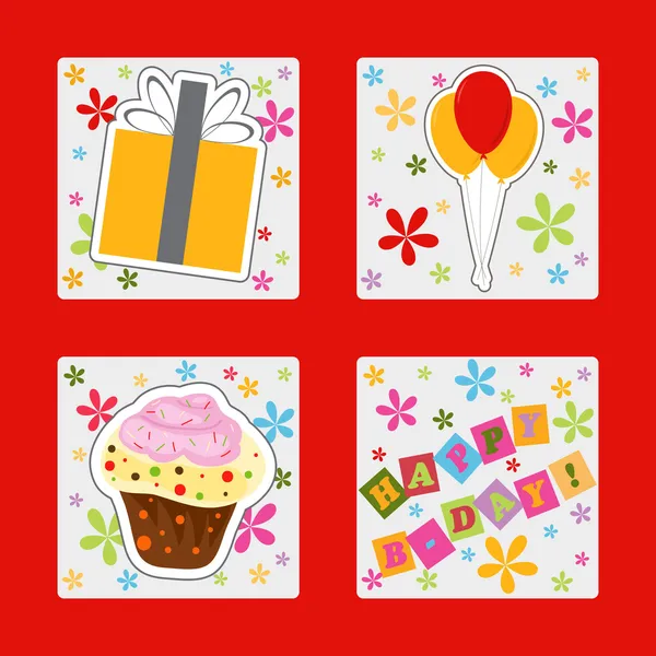 Happy birthday colorful greeting card illustration — Stockfoto