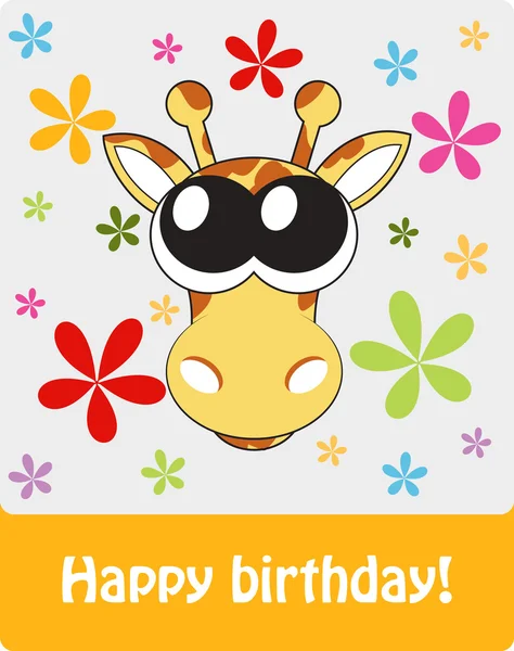 Happy birthday funny greeting card with giraffe illustra — Φωτογραφία Αρχείου