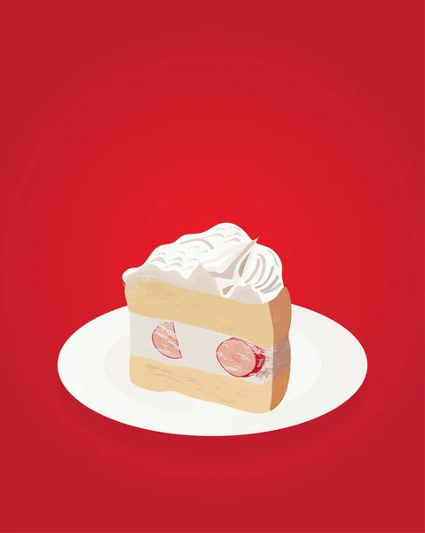 Illustration of sweet tasty cake on red background — Zdjęcie stockowe