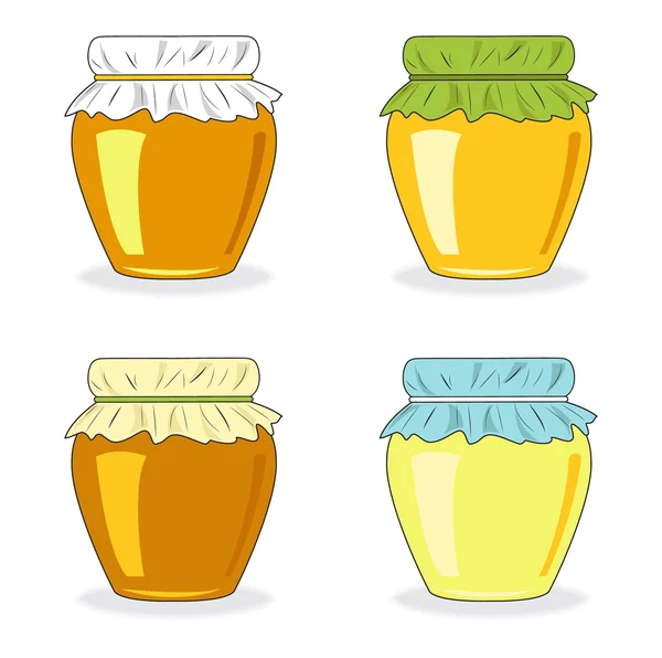 Jars of honey, set icon illustration — 스톡 사진