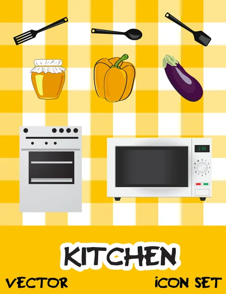 Icon set of kitchen appliances illustration — Stockfoto