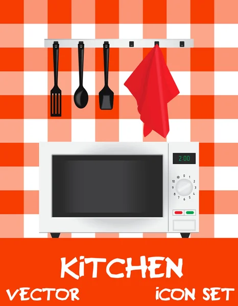 Illustration of kitchen (microwave plus appliances) — Φωτογραφία Αρχείου