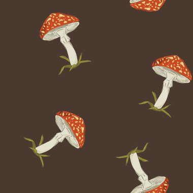  summer background with fly agaric, seamless pattern