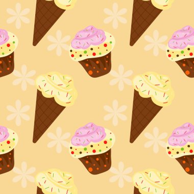background with cake and ice cream