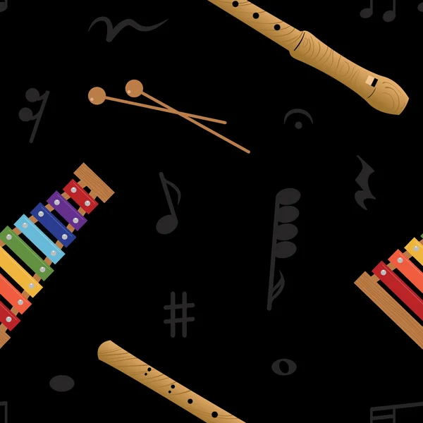 Musical (xylophone and flute) seamless pattern — Stok fotoğraf