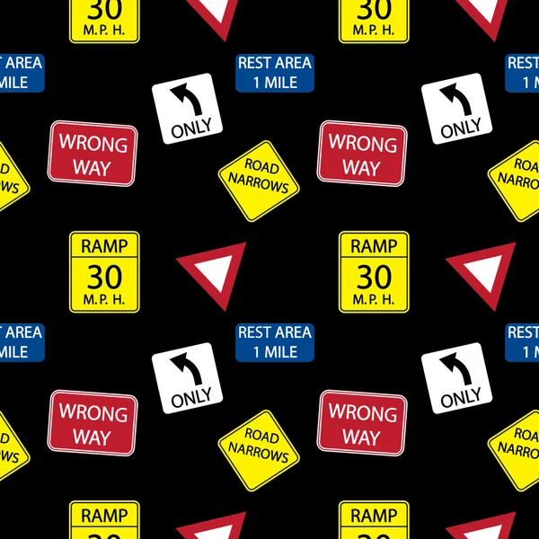 Background with road signs, seamless pattern — Stok fotoğraf