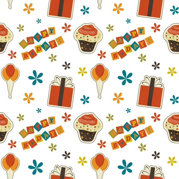 Happy birthday vintage background , seamless pattern — Stock Photo, Image