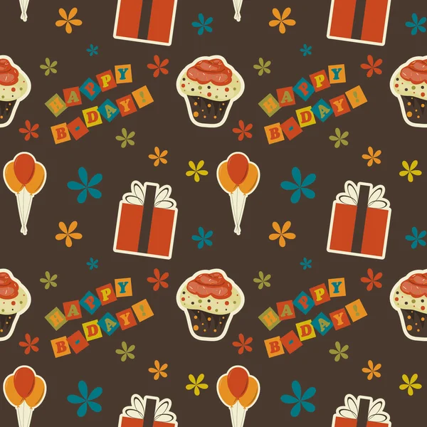 Happy birthday vintage background , seamless pattern — Stock Photo, Image