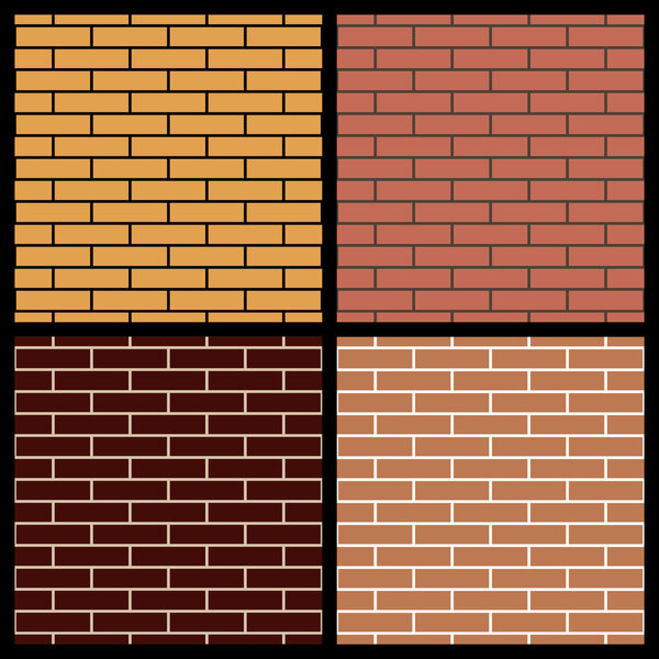 Set of brick wall seamless patterns illustration