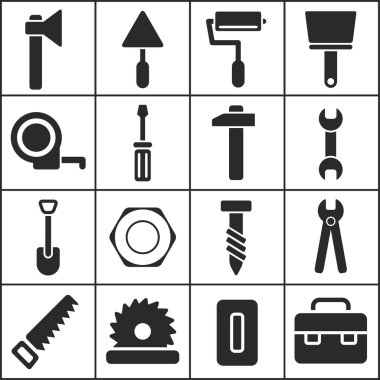 Set of flat simple web icons clipart