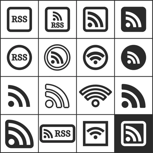 Set of flat simple rss icons, vector illustration — Stock Vector