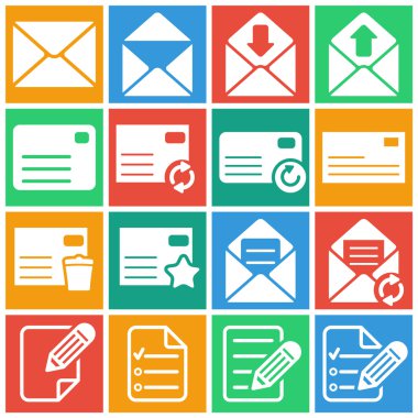 Düz renkli basit web simgeler kümesi