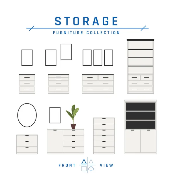 Dressers and storage drawers in flat style, vector — Stock Vector