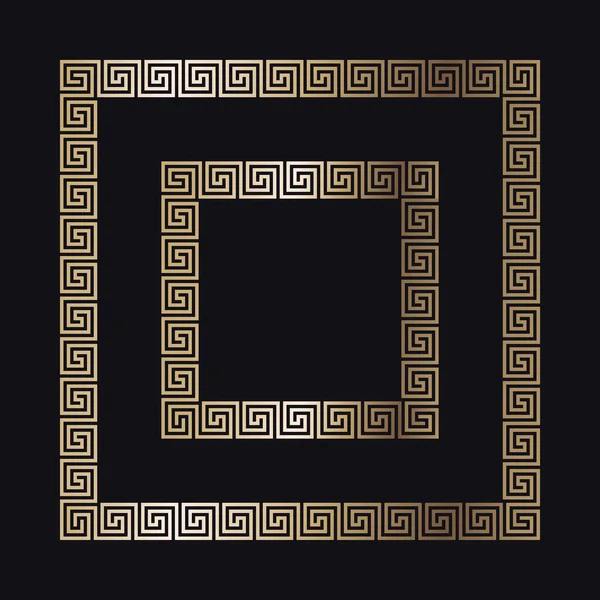 Grekiska guld ram på en svart bakgrund, vektor — Stock vektor
