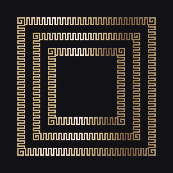 Greek gold frame on a black background, vector — Stock Vector
