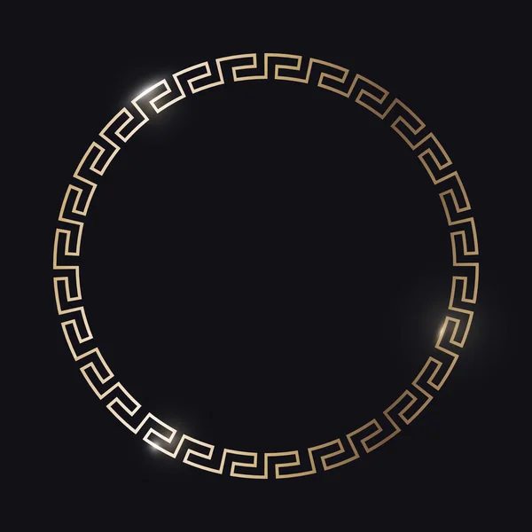 Greek gold frame on a black background, vector — Stock Vector