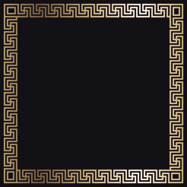 Греческая золотая рамка на черном фоне, вектор — стоковый вектор