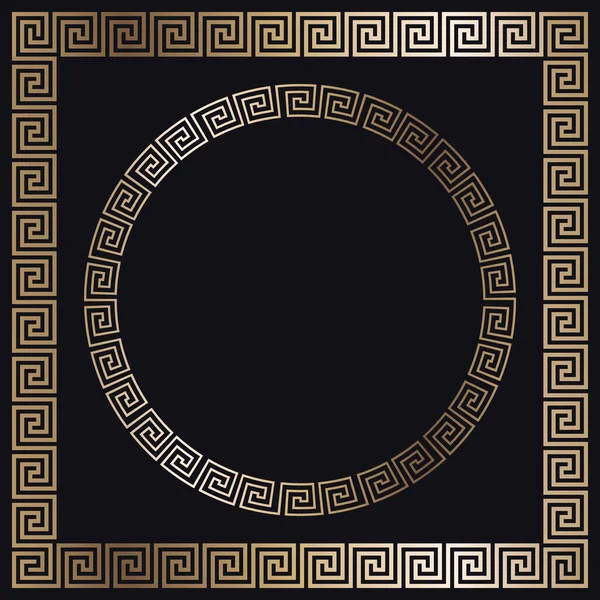 Ελληνικά χρυσά πλαίσια σε μαύρο φόντο, διάνυσμα — Διανυσματικό Αρχείο