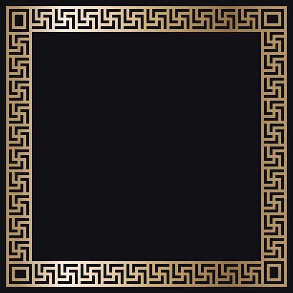 Grieks gouden frame op een zwarte achtergrond, vector — Stockvector
