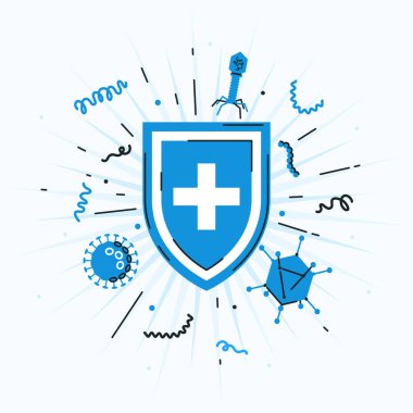 Bağışıklık kalkanı konsepti düz stil, vektör