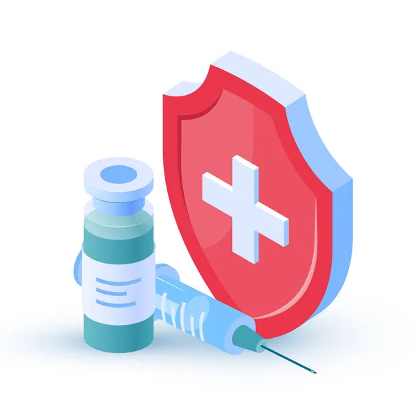 Vaccinconcept in isometrische weergave, vectorbeeld — Stockvector