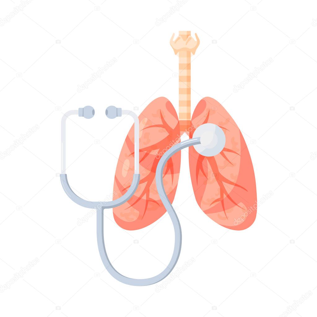 Lungs diagnostic test in cartoon style, vector