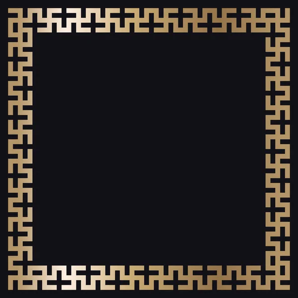 Cornice in oro greco su sfondo nero, vettore — Vettoriale Stock