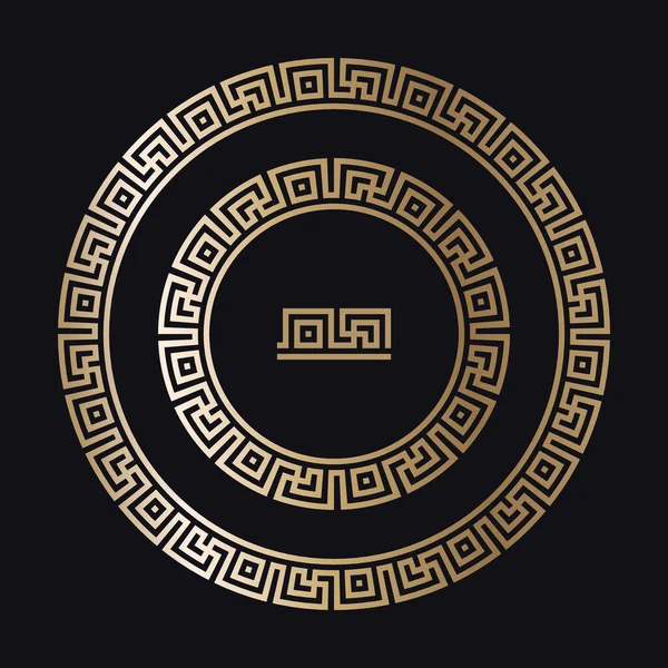 Cornici in oro greco su sfondo nero, vettore Grafiche Vettoriali