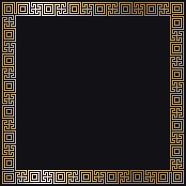 Řecký zlatý rám na černém pozadí, vektor — Stockový vektor