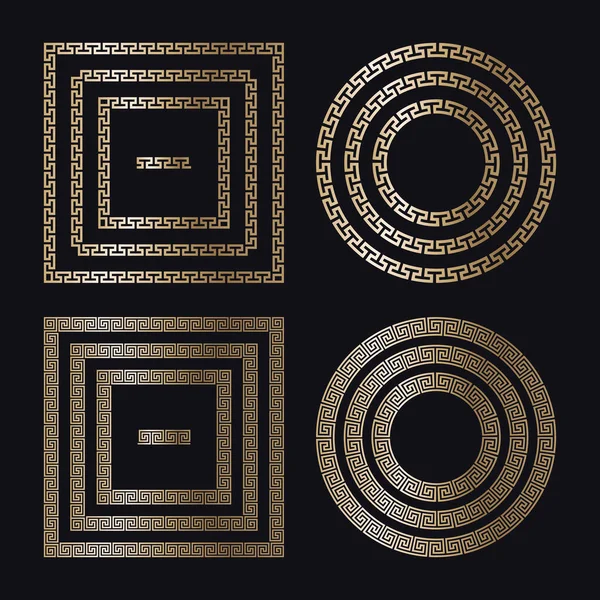 Siyah arkaplan ve vektör üzerindeki Yunan altın çerçeveleri