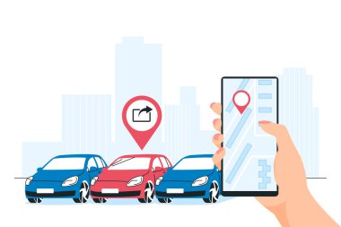 Araç paylaşım kavramı düz stil, vektör