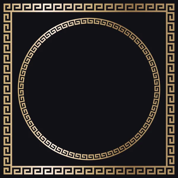 Greek gold frames on a black background, vector — Stock Vector