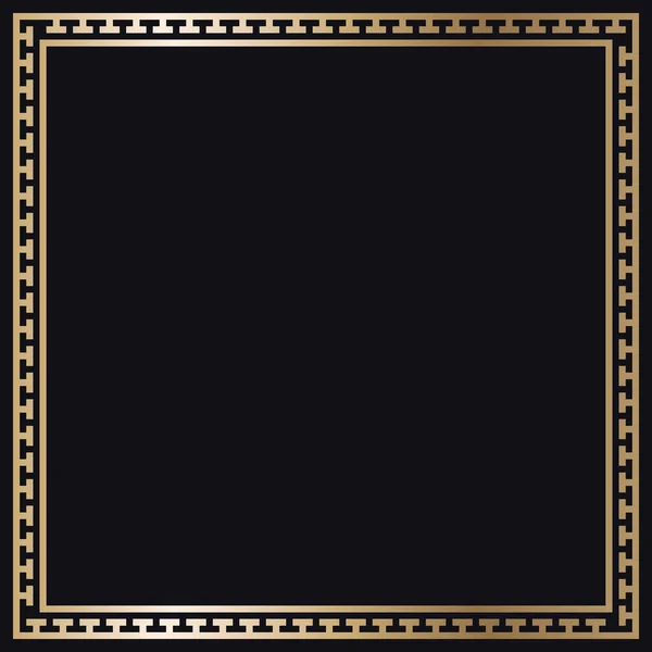 黑色背景上的希腊金相框，矢量 — 图库矢量图片
