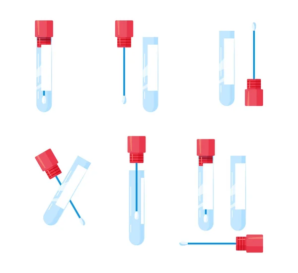Teste PCR, ícones vetoriais em estilo plano — Vetor de Stock