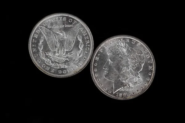 Front and backside of high quality Silver Dollar — Stock Photo, Image