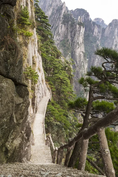 陡峭的楼梯，在黄色的山 — 图库照片